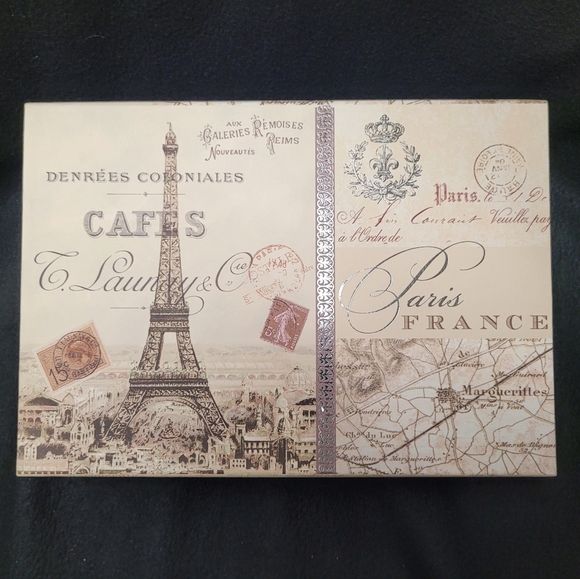 New Keepsake Storage Box Denrees  Coloniales Cafes Eiffel Tower Paris - Picture 2 of 9